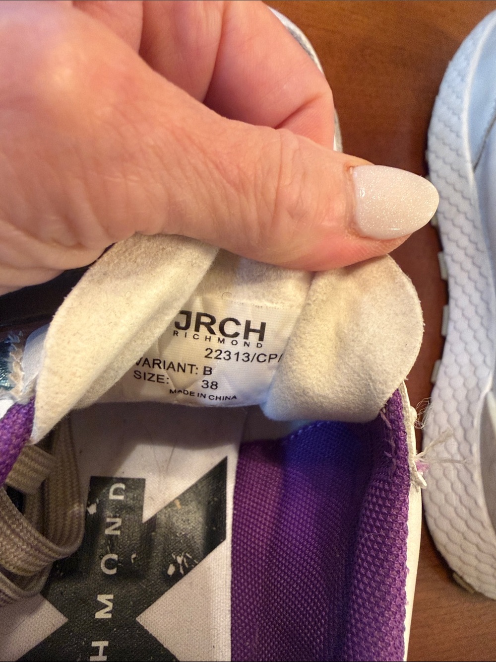 John Richmond White/Celeste/Purple/Green Color Block Leather Sneaker Size 38 - Picture 8 of 9